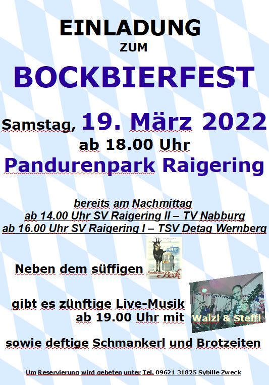 Einladung zum Bockbierfest im Sportheim